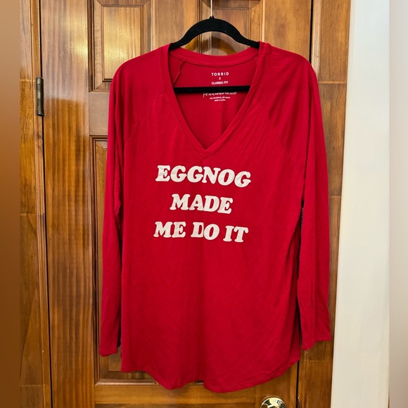 Bundle 3 red Xmas shirts. (1) Torrid 2x NWT (2) LB 18/20. - Picture 2 of 7